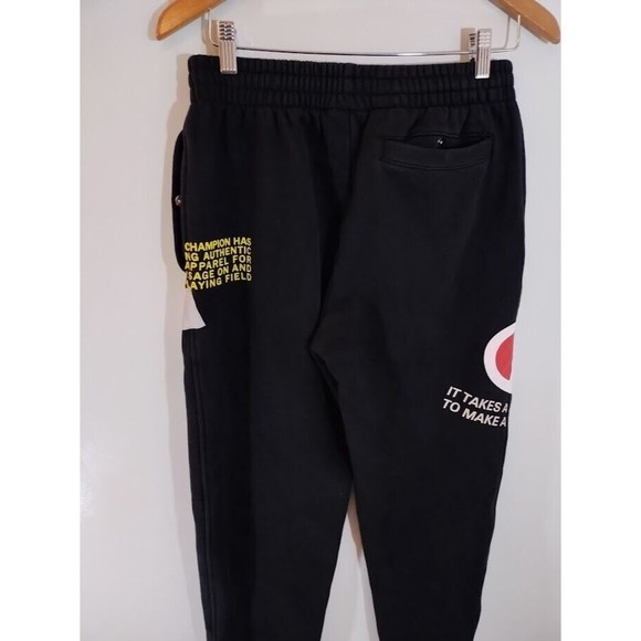 Champion Men Small Black Jogger Pants Sweatpants Snap Pockets Zipper Leg - Picture 5 of 12